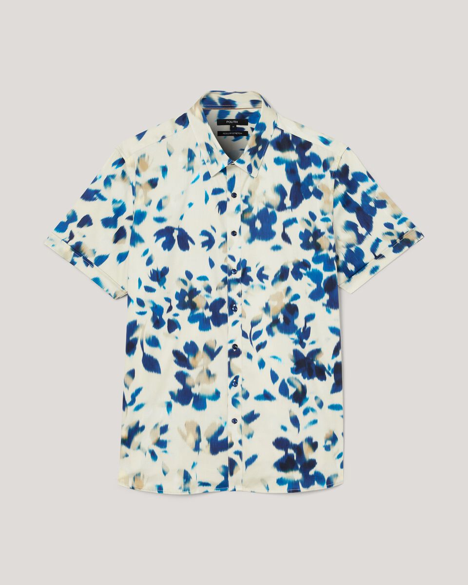 Regular Short Sleeve Abstract Floral Print Shirt